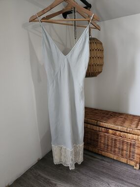 Wilfred Pale Blue Lace-Trim Slip Dress